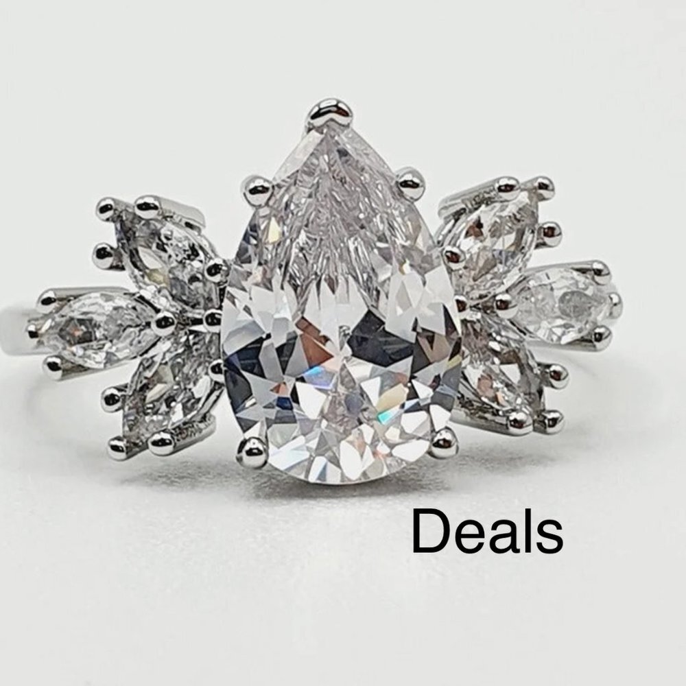 SILVER DIAMOND BRIDAL RING - Picture 4 of 5